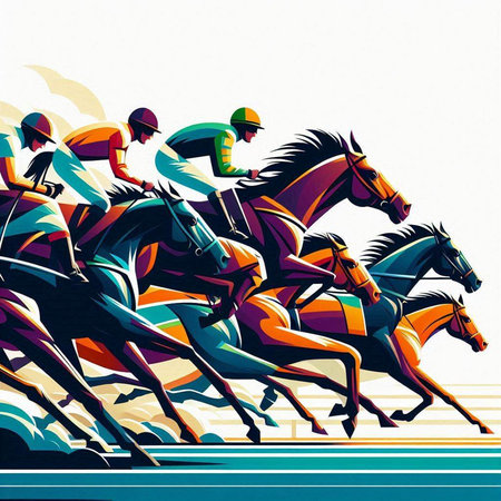 Horse racing, equestrian sport, vector art illustration.のイラスト素材