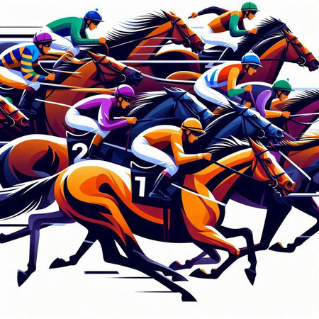 Horse race, jockeys and jockeys, vector illustrationのイラスト素材