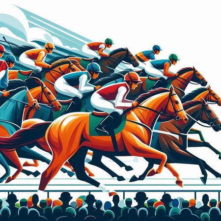 Horse racing, jockeys and jockeys, vector illustrationのイラスト素材