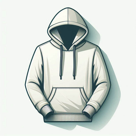 Hoody sweatshirt with hood on white background. Vector illustration.のイラスト素材