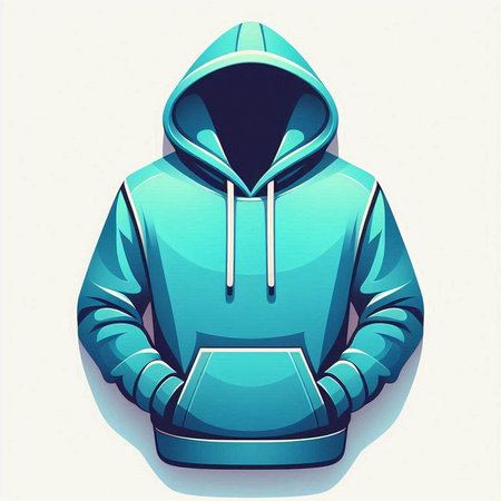 Blue hooded sweatshirt on a white background. Vector illustration.のイラスト素材
