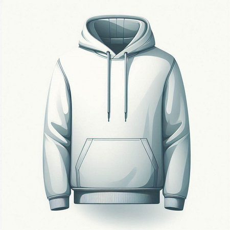 Illustration of a white hooded sweatshirt on a white backgroundのイラスト素材