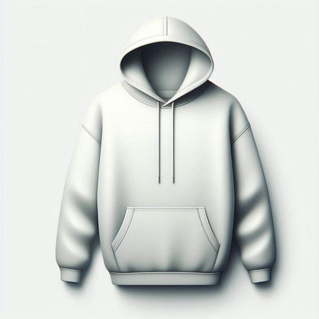 White hooded sweatshirt isolated on white background. 3D renderingのイラスト素材