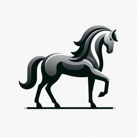 Horse black silhouette on white background. Vector illustration for your designのイラスト素材