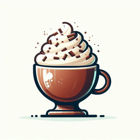 Coffee cup with whipped cream and chocolate chips. Vector illustration.のイラスト素材