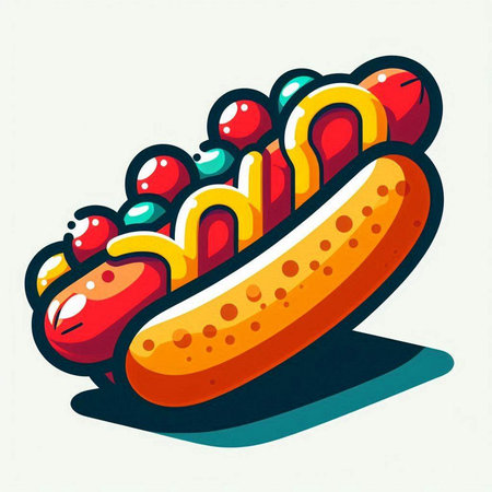 Hot dog vector illustration. Fast food icon. Hot dog icon.のイラスト素材