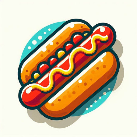 Hot dog icon. Vector illustration in cartoon style. Fast food.のイラスト素材