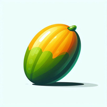Melon in cartoon style on a light background. Vector illustration.のイラスト素材