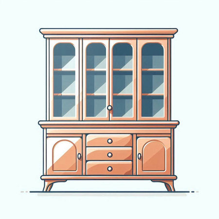 Cabinet with drawers. Vector illustration in flat style.のイラスト素材
