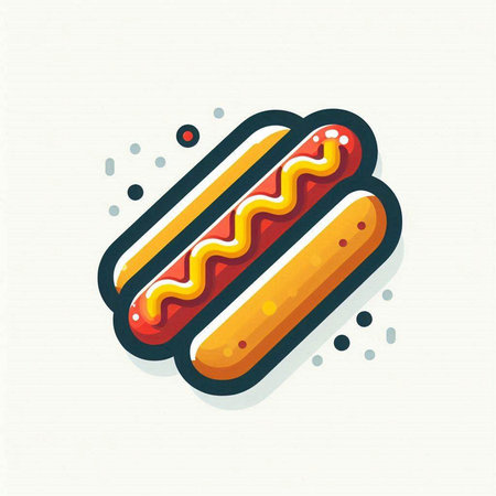 Hot dog icon. Fast food. Vector illustration in flat style.のイラスト素材