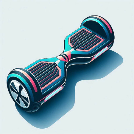Close-up of Dual Wheel Self Balancing Electric Skateboardのイラスト素材