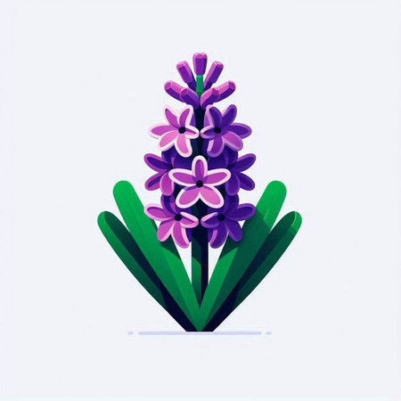 Hyacinth flower on white background. Vector illustration in flat style.のイラスト素材