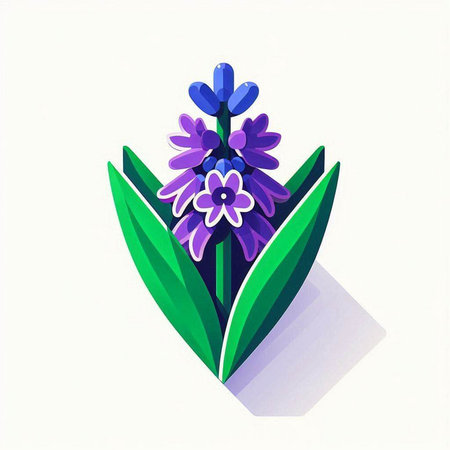 Blue hyacinth with leaves on a white background. Vector illustration.のイラスト素材