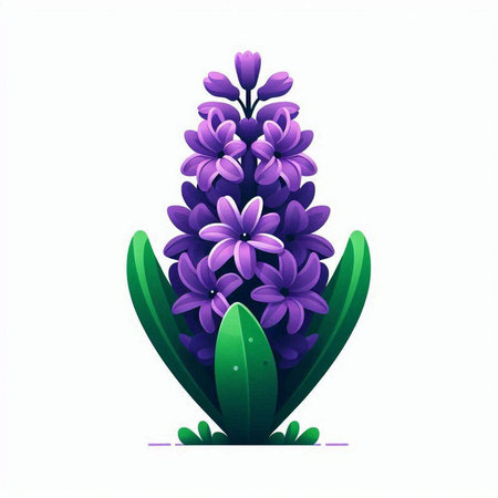 Purple hyacinth flower. Vector illustration in flat style.のイラスト素材