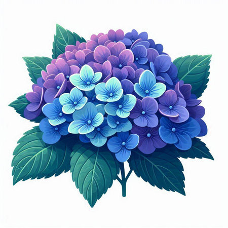 Blue hydrangea isolated on white background. Vector illustration.のイラスト素材