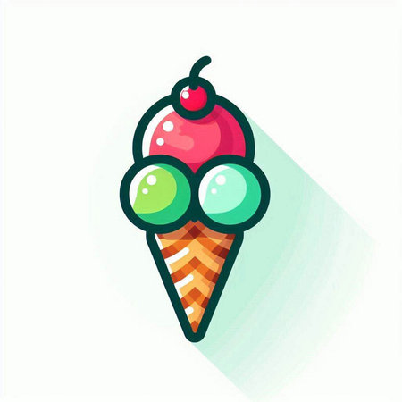 Ice cream vector illustration in flat design style. Ice cream icon.のイラスト素材