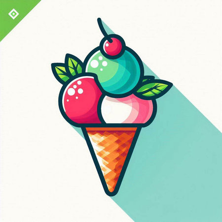 Ice cream icon, vector illustration. Flat design style with long shadowのイラスト素材