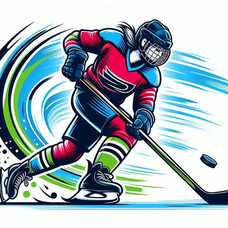 Ice hockey player. Vector illustration ready for vinyl cutting and t-shirt printing.のイラスト素材