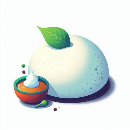Illustration of a coconut pudding with coconut milk and coconut oil.のイラスト素材
