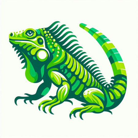 Green iguana isolated on white background. Vector illustration. Eps 10.のイラスト素材