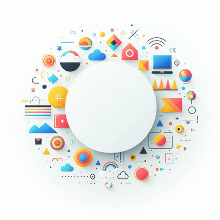 Abstract technological background with colorful elements. Vector illustration for your design.のイラスト素材