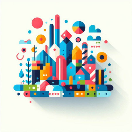 abstract colorful city on white background, vector illustration eps10のイラスト素材