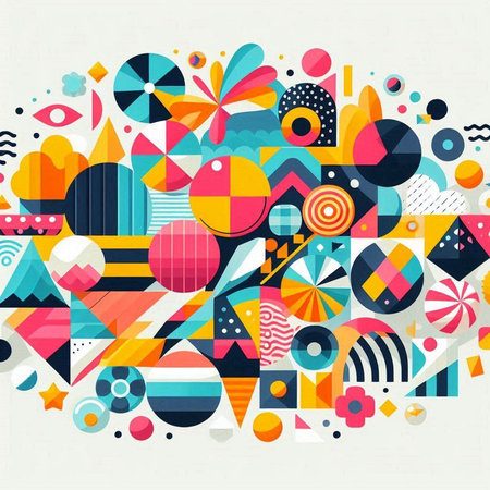 Abstract geometric background with colorful shapes. Vector illustration for your design.のイラスト素材