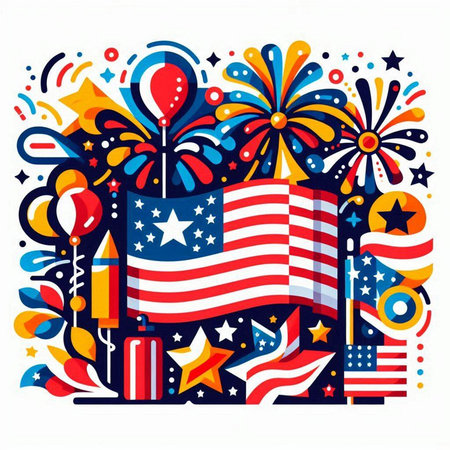 4th of july american independence day celebration. Vector illustrationのイラスト素材