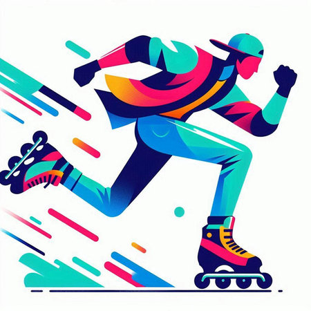 Roller skating. Vector illustration of an athlete on roller skates.のイラスト素材