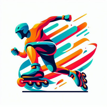 Roller skater, vector illustration. Colorful vector illustration.のイラスト素材