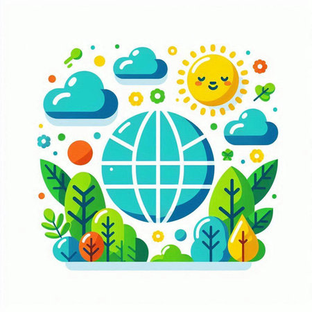 Ecology concept. Save the planet. Flat design vector illustration.のイラスト素材