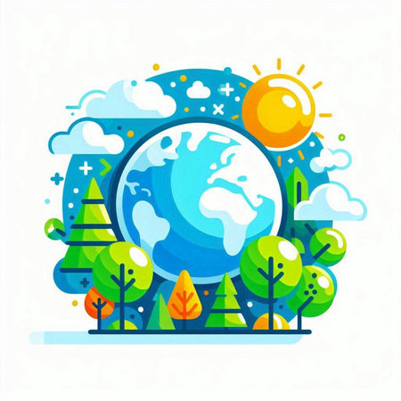 Vector flat illustration of global warming. Global warming concept. Environmental protection.のイラスト素材