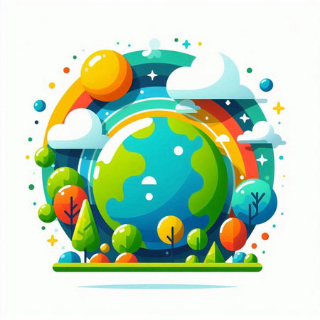 Vector illustration of Earth day in flat cartoon style. Earth day concept.のイラスト素材