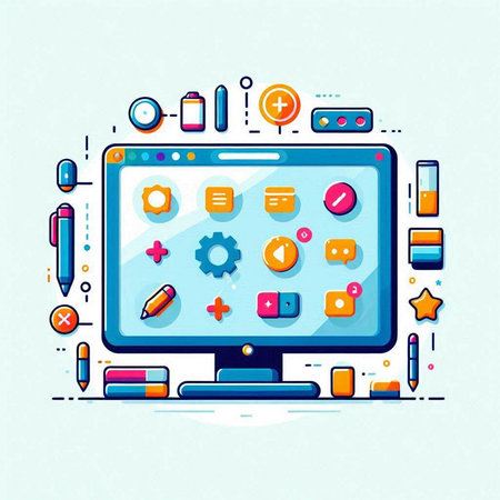 Colorful modern flat design concept of software development, programming and coding. Vector illustrationのイラスト素材