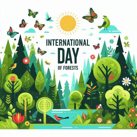 International Day of the Forests and Flora. Vector Illustrationのイラスト素材