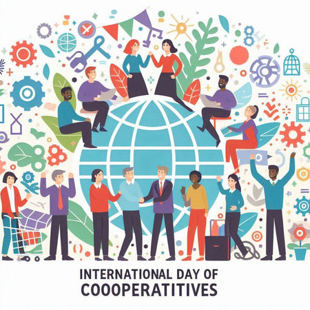 International Cooperation Day. People around the world. Flat vector illustration.のイラスト素材