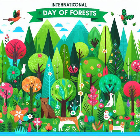 International Day of Forests. Flat design style. Vector illustration.のイラスト素材