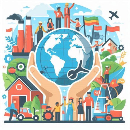 Concept of global warming, climate change. Flat vector illustration.のイラスト素材