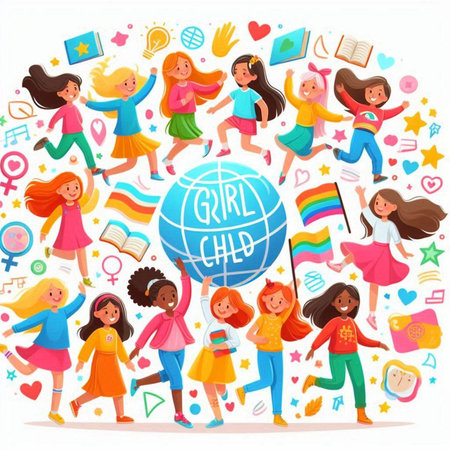 Group of happy kids in school, kindergarten and preschool. Vector illustrationのイラスト素材