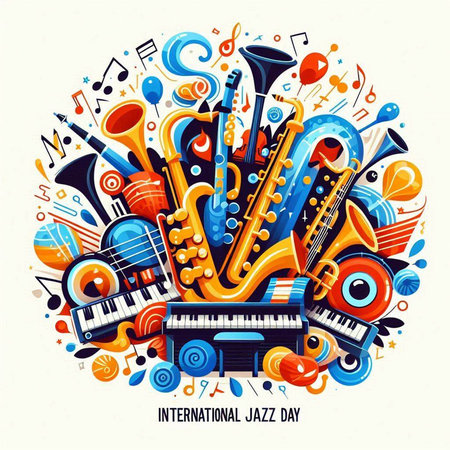 Cartoon vector hand drawn doodles Musical instruments composition. Colorful detailed, with lots of objects background. Funny vector illustration.のイラスト素材