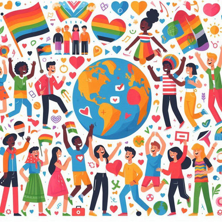 International Day of Persons with the Flag of the LGBT community. Vector illustrationのイラスト素材