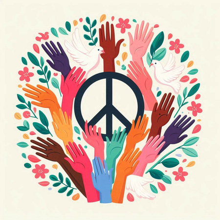 Hands with peace sign. Peace and freedom concept. Vector illustration.のイラスト素材