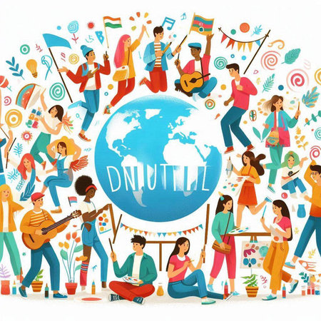 Diverse people around the world. Vector illustration in cartoon style.のイラスト素材