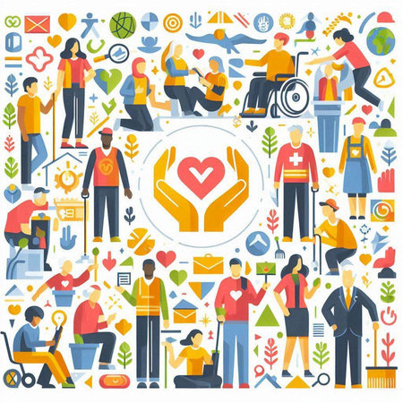 Flat design vector illustration concept of love, relationships, family and friends.のイラスト素材