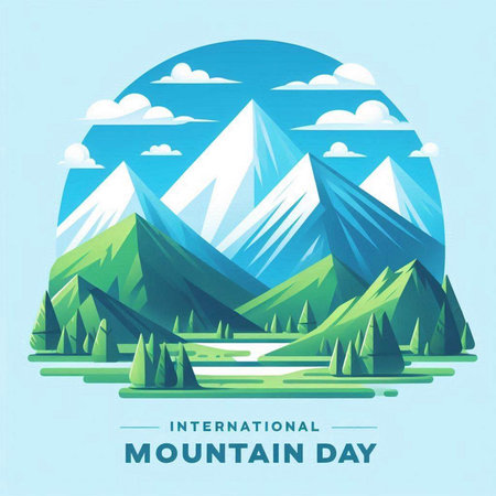 International Mountain Day. Vector Illustration. Suitable for greeting card, poster and bannerのイラスト素材
