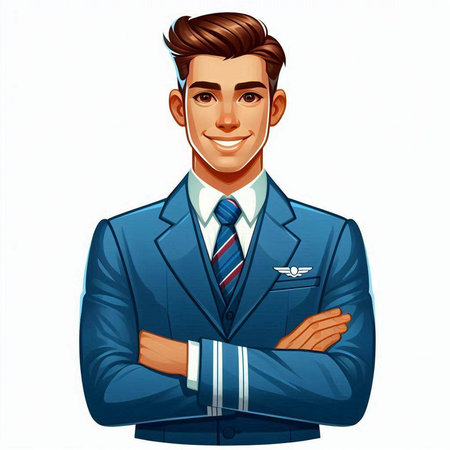 Handsome young man in a business suit. Vector illustration.のイラスト素材
