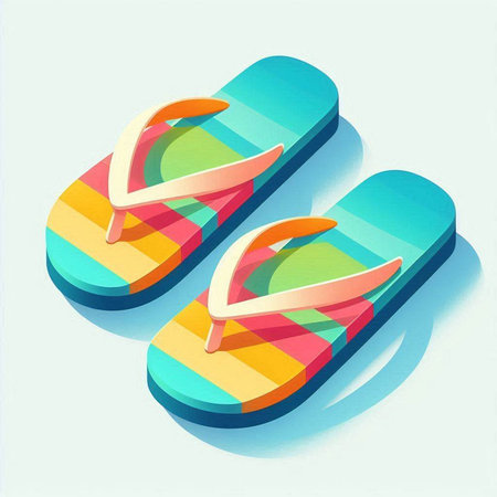 Colorful flip flops on a white background. Vector illustration.のイラスト素材