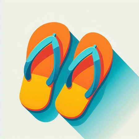 Flip-flops. Vector illustration. Flat design style.のイラスト素材