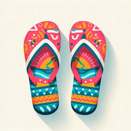 Flip flops. Vector illustration of colorful flip flops.のイラスト素材