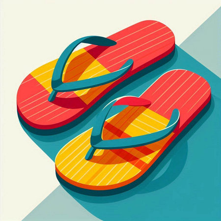 Flip-flops. Vector illustration of a pair of flip flops.のイラスト素材